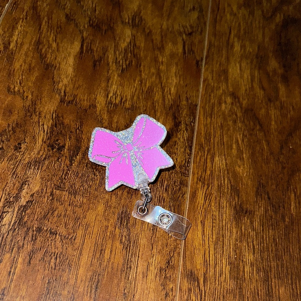 Pink Bow Badge Reel